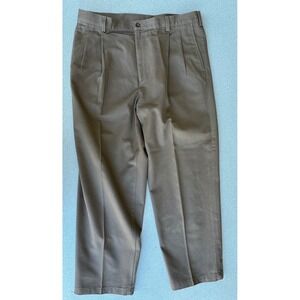 Oak Creek Mens 36x29 Pleated Chino Pants Olive Brown Cotton Twill Straight Leg